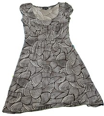 A. Byer Y2K Brown White Polka Dot A-Line Scoop Neck Cap Sleeve Dress M