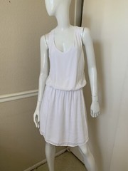 SPLENDID NEW! White 100% Rayon Racerback Elastic Waist Sleeveless Dress Sz L NEW