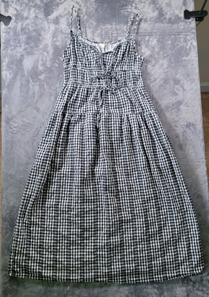 Sim & Sam XL Spaghetti Strap Gingham Plaid Midi Dress