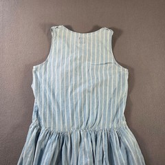 Vintage Gap Dress Womens Large Blue Chambray Striped Sleeveless Fit & Flare USA
