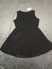 Belongsci Black Solid Scoop Neck Sleeveless Fit & Flare Knee Dress Womens XL