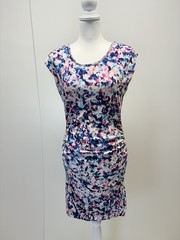 Kut From The Kloth Size Large White Pink and Blue Watercolor Short Sleeve Dress