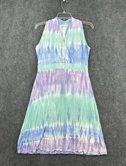 Zen Knits Tie Dye Dress Medium Boho Purple Green Blue Fairy Hippie Beachy