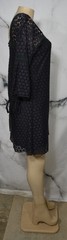 SOLITAIRE Black Circle Lace Square Neck Dress Large 3/4 Tied Cuff Sleeves Lined
