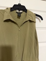 Millenium Olive Green Sleeveless Zip-Front Utility Dress with Tie-Waist