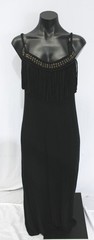Boston Proper Women&rsquo;s Fringe Beaded Neck Stretch Maxi Dress CL8 Black Large