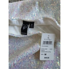 Windsor White Iridescent Sequin One Shoulder Cutout Mini Dress NWT Medium