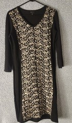 AB Studio Black & Beige Patterned Sweater Dress Women’s Size M