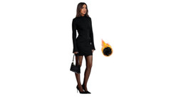 OFEEFAN Winter Basic Dresses for Women 2024 Black Slim Fit Dresses, M