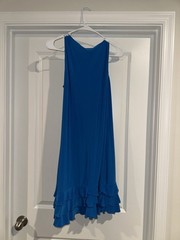 MSK Blue Sleeveless A-Line Midi Dress Chiffon Ruffle Hem Scoop Neck 6