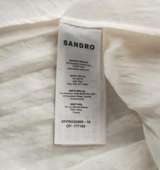 Sandro Paris Womens Dress White Long Sleeve V Neck Size 1 36 S Luxury