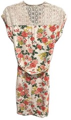 NWT Bobbie Brooks Women&rsquo;s Small White Floral Dress V Neck Lace Back Waist Tie