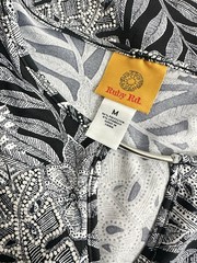 NWT Ruby Rd Womens Size M Black Textured Floral Dress 3/4 Ruffle Sleeve