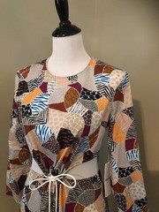 NWT Edun brand « Broken Tile » Multi patterned poplin cut out dress sz 6 $490