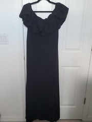 NWT Club L London Black Ruffle Off Shoulder Maxi Dress Size 12 US/ 16UK