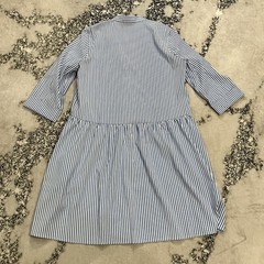 Tuckernuck Blue White Striped Poplin Tiered Shirt Dress Womens Size Small