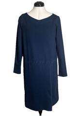 Pure Jill Indigo Womens Blue Faux Wrap L/S Minimalist Casual Shift Dress|Sz:XS P