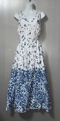 NEW Woman Within White Blue Floral Border Print Cotton Maxi Dress Sleeveless 18W