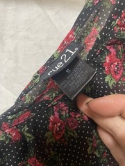 rue21 Women’s S Black Floral Chiffon Mini Dress Sleeveless Scoop Neck Ruffle