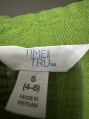 Time and Tru Women&rsquo;s S Green Solid Shirt Dress Collared Sleeveless Button Knee