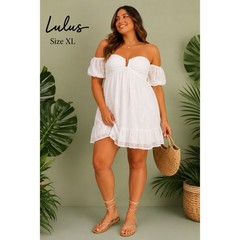 Lulus White Embroidered Off The Shoulder Mini Dress Size XL
