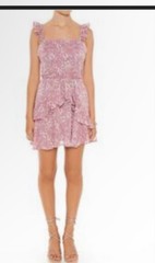 Forever 21 Pink Floral Mini Dress Square Neck Ruffle Strappy Zip Lined Size M