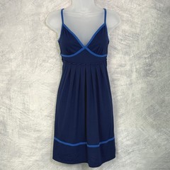 Vtg Y2k American Eagle Navy Empire Waist babydoll top Dress sz L preppy twee