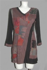 Parsley & Sage Abstract Floral Stripes Textured Patchwork Rayon Dress Wm&rsquo;s M NWT