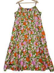 Bright & Beautiful Fruit Dress Plus Sz 20 Retro Mod Vintage Look Floral Oranges