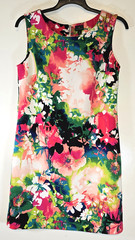 Worthington Womens L Vibrant Abstract Watercolor Floral Sheath Stretchy Dress