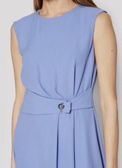 NWT Ralph Lauren Blue Double Faced Flare Sleeveless Dress Belted Size 14 dz8