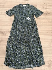 Brass and Roe Women’s Pondering Print Dress Navy and Green Size Small New