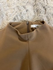 Tibi Dress Camel Long Sleeve Mock Neck Sz 10 Minimalist A-line