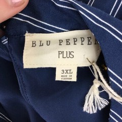 Blu Pepper Plus Size Vertical Stripe Swing Dress Navy Off White Size 3X PSJ3968