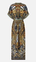 New Camilla Short Sleeve Kaftan Tie Waist Size XS/S Feline Folklore Silk Dress