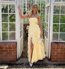 Aje Allairie Gown Butter Yellow Size AU 6 /US 26 Maxi Dress Formal Wedding Guest