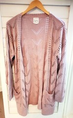 Long Cardigan Rose Sweater w/ Pockets