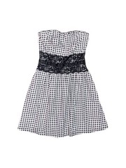 Lola Y2K Vintage Strapless Gingham Mini Dress Black White Lace Women’s Small
