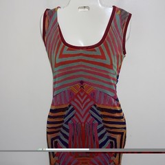 Vintage Fuzzi Dress Medium Mesh Bodycon Abstract Italy Jean Paul Gaultier 90s