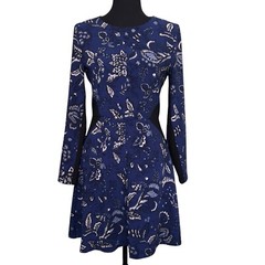 Thakoon for Design Nation Fit & Flare Dress Size 4 Royal Blue Floral Rear Zipper