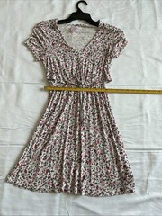 Nobo M (7-9) Floral Sun Dress Thigh Length Pink & White Whimsy & Light
