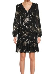 Effortlessly Chic & Elevated| Kensie |Floral Metallic Gold Drop-Waist Dress|SZ 6