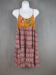 Natural Life Dress Womens Medium Multicolor Floral Smocked Swing Sundress Boho