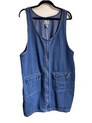 Y2K Extra Editions Blue Denim Sleeveless Zip Knee Length Size XL (not 2xl)