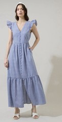 Sugarlips Sandy Striped Evianna Flutter Maxi Dress Size XL new with tags
