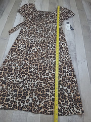 As U Wish Midi Dress Women&rsquo;s Sz M Animal Print Short Sleeve Back Tie See Photos