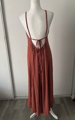 Olivin Rust Solid Halter Backless Open Back Tie Sleeveless Maxi Long Dress M