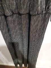 Glamour Black Silver Metallic Halter Maxi Dress 18W Plus NWT Plisse Pleat Party