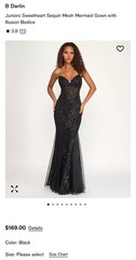 Macy’s Black Mermaid Strapless Sequined Gown Juniors Sz 13/14 Evening Prom