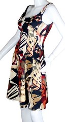 {DRESSBARN} Dress Pattern Multicolor Flare Polyester Blend Dressy Summer ~P-12